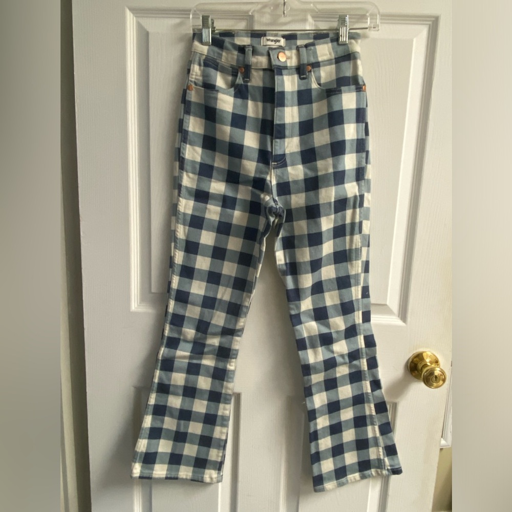 Wrangler Gingham Flare Jeans! Like new!!